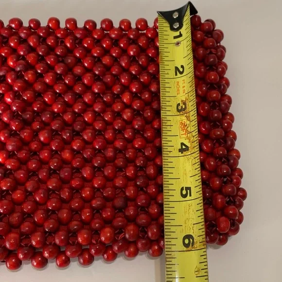 Vintage Red Beaded Clutch - Picture 8 of 11